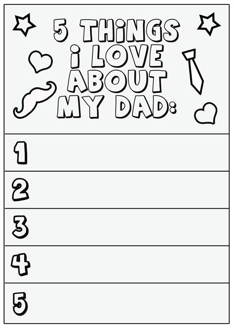 What I Love About Dad Printable